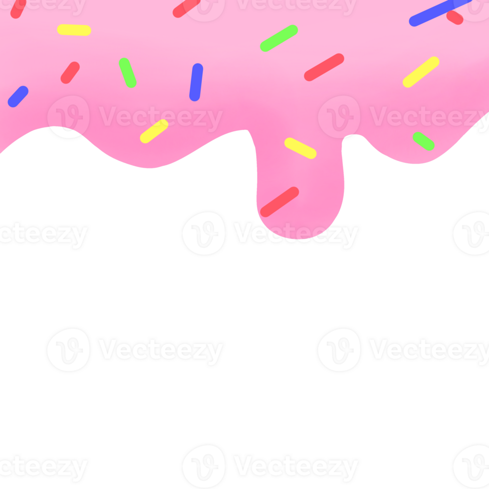pink icing with sprinkles on a transparent background png
