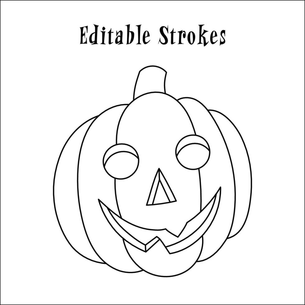 Halloween pumpkin kids head with editable stroke vector