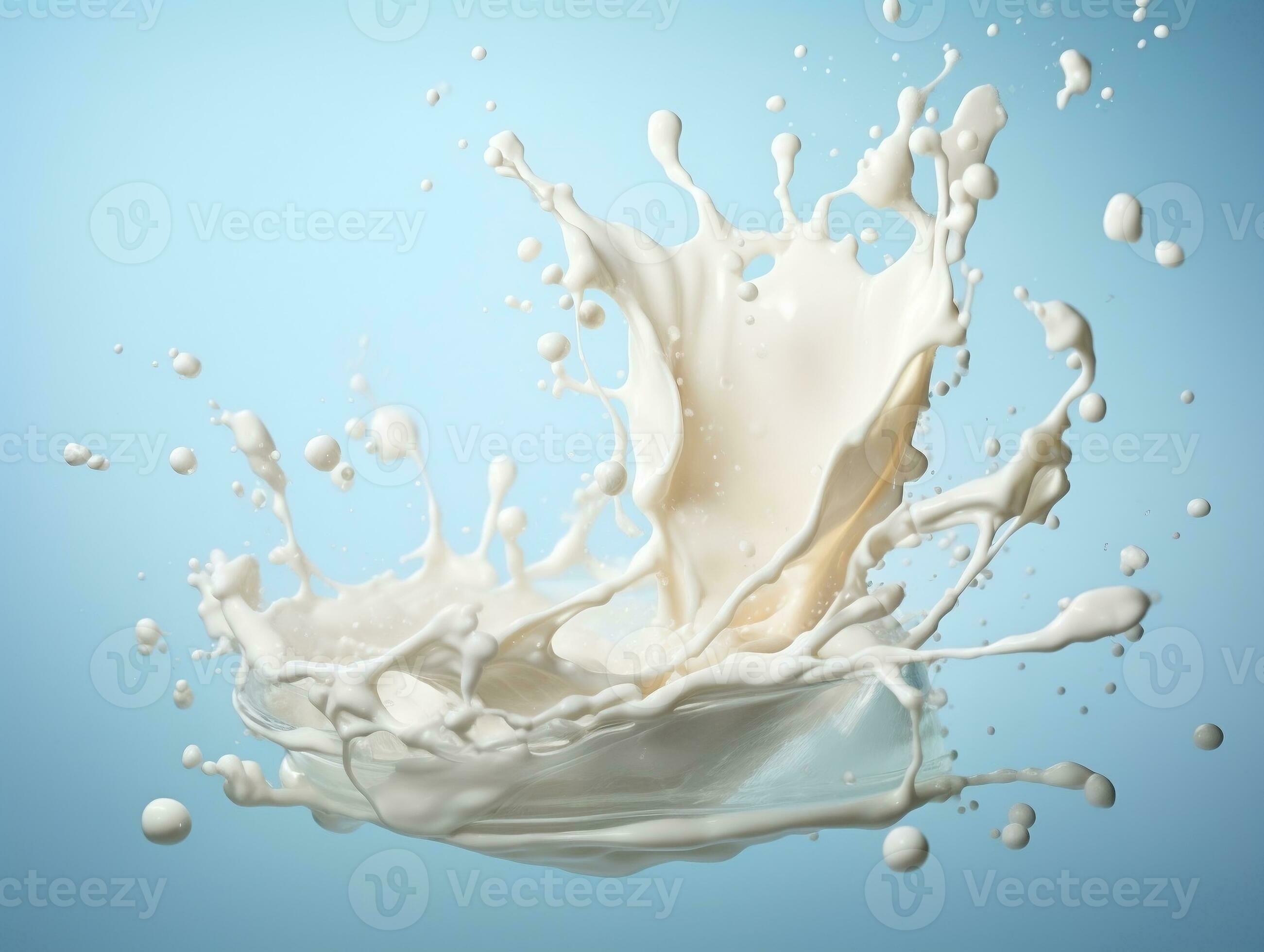 Milk or yogurt splash flying through the air food photography