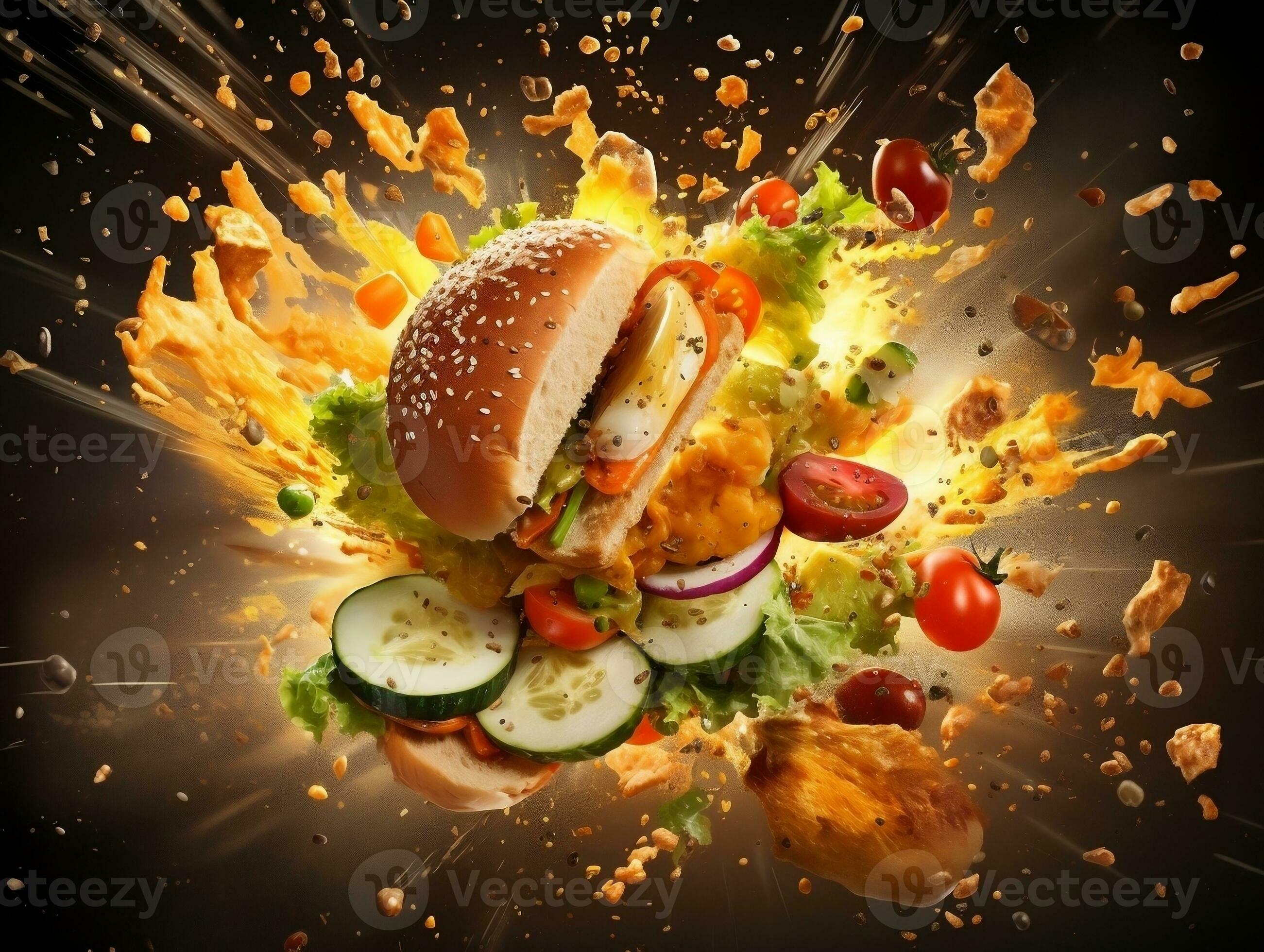 Exploding food illustration generative ai 27293460 Stock Photo at Vecteezy