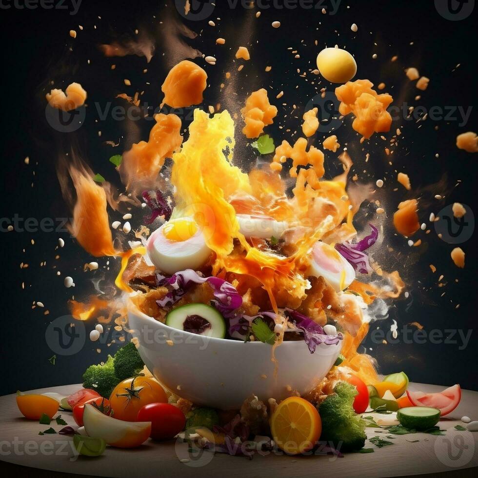 Exploding food illustration generative ai 27293537 Stock Photo at Vecteezy