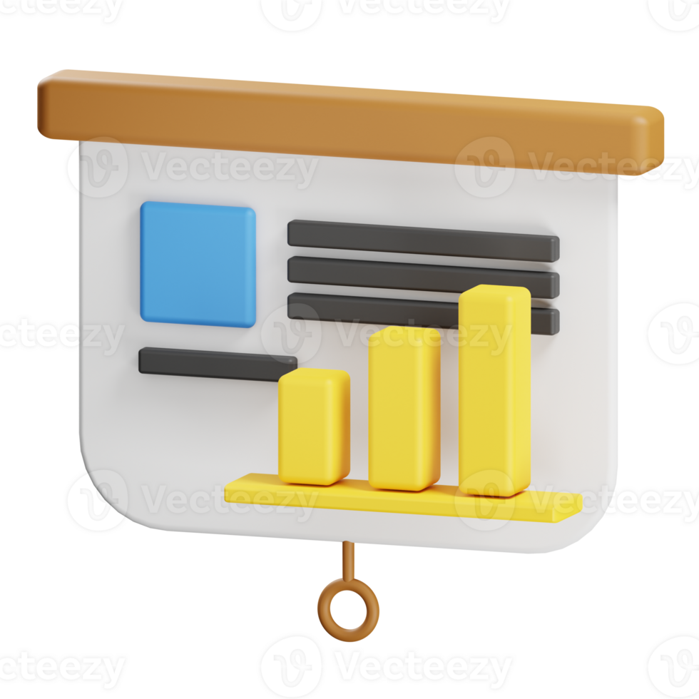 3d rendering presentation with bar chart icon png