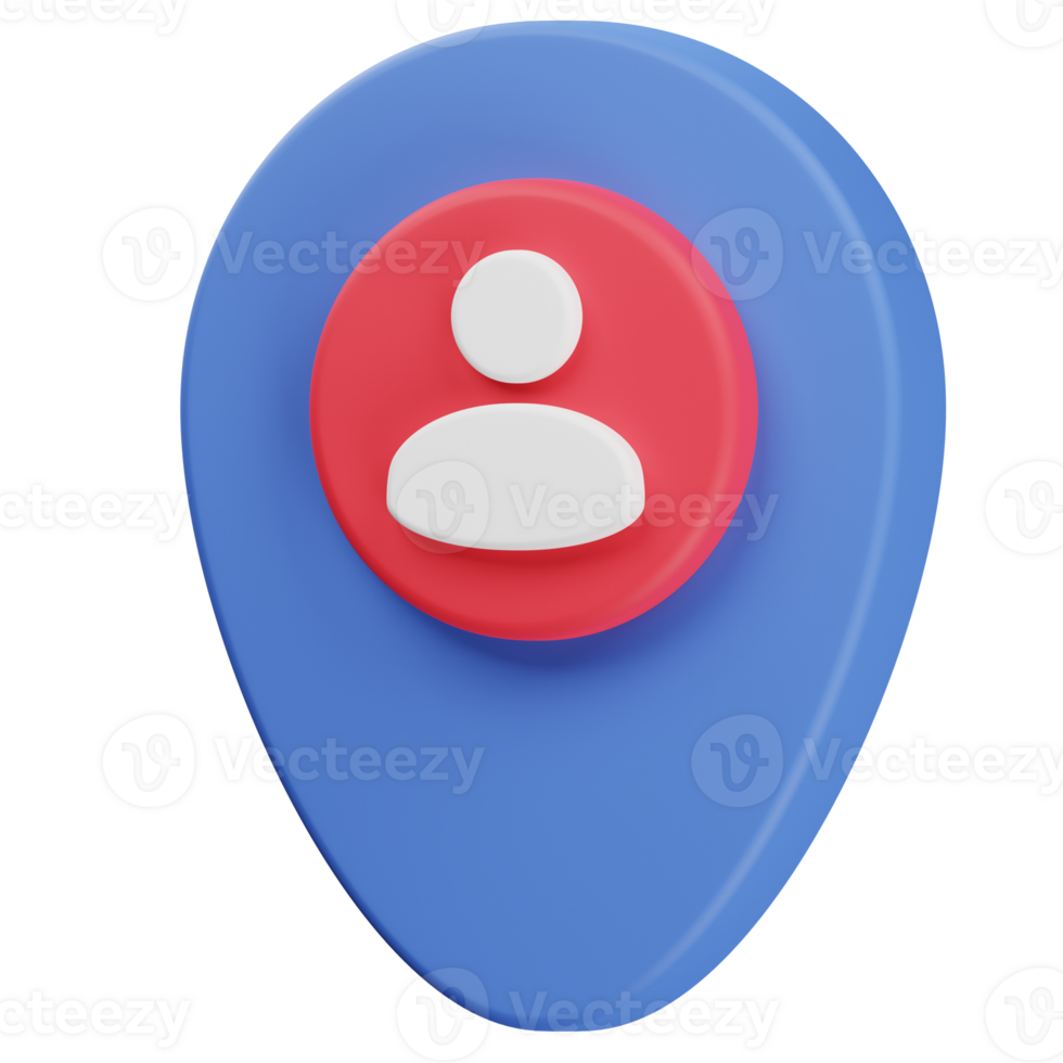 map pointer marker pin with a person user icon people location concept 3d png