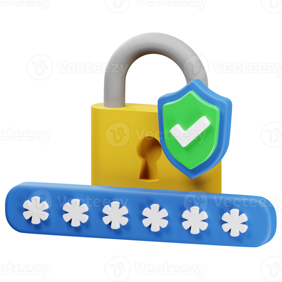 3d security shield lock check mark png