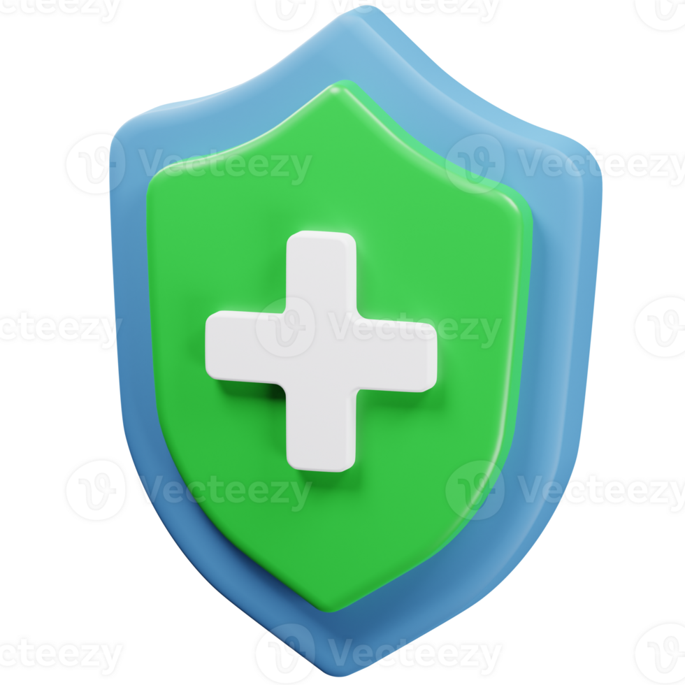 Health care concept. Shield icon 3d png