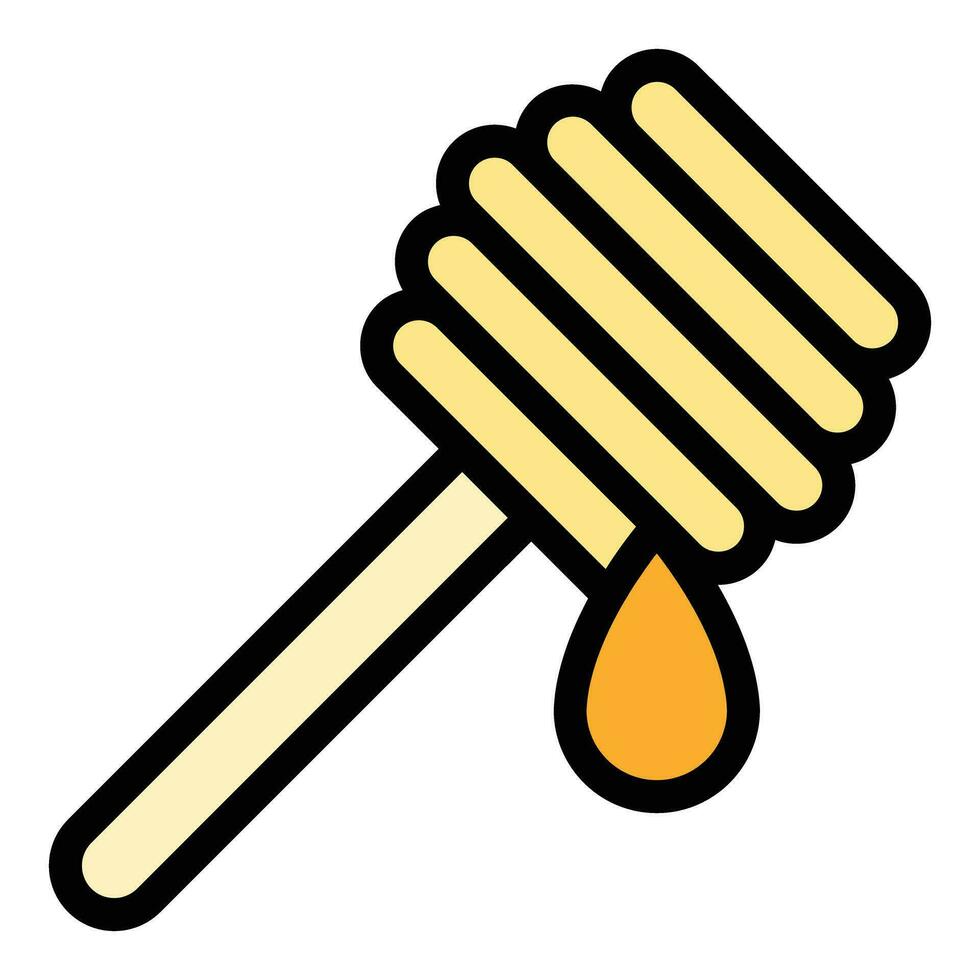 miel madera cuchara icono vector plano