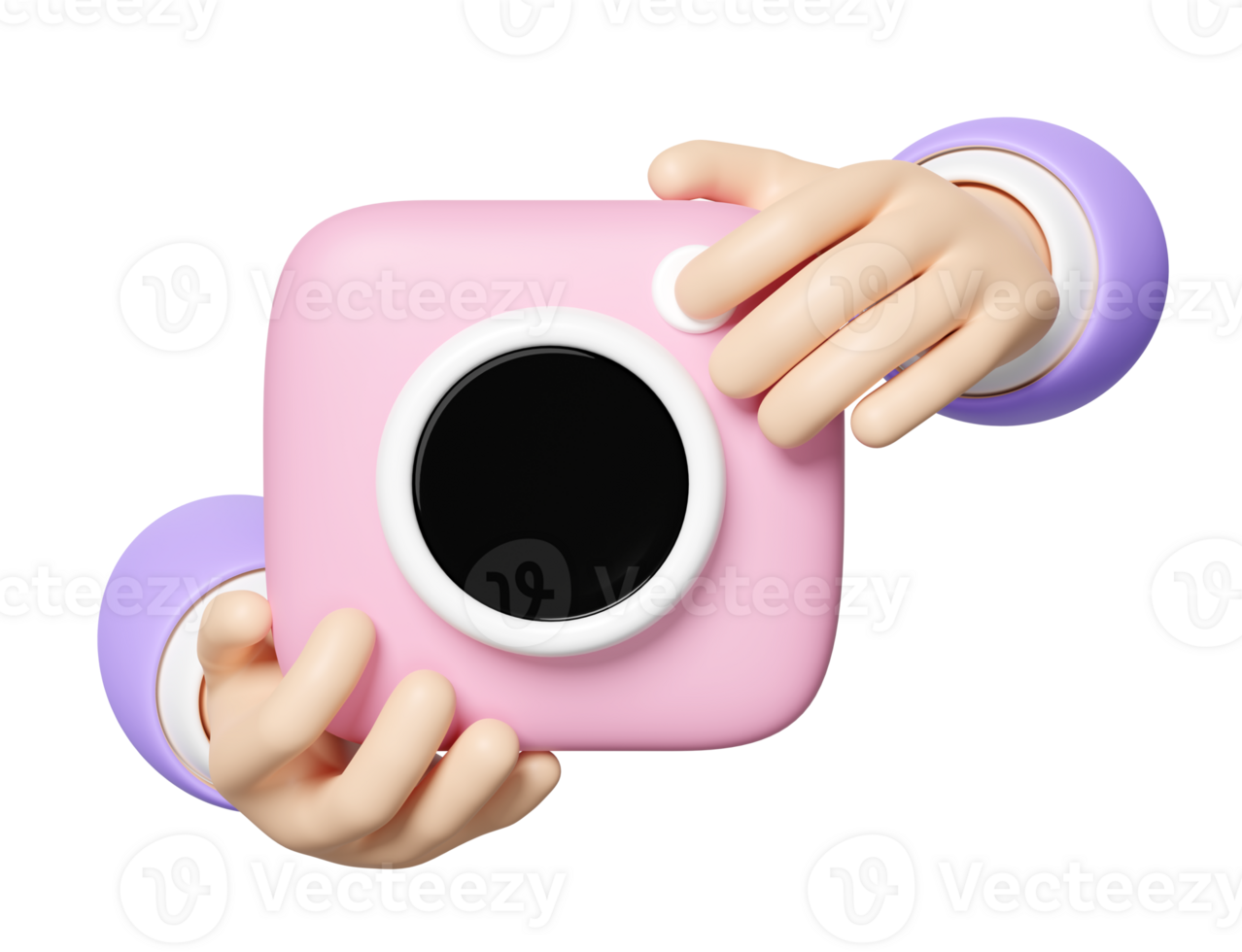 3d hands holding photo camera icon isolated. minimal concept, 3d render illustration png