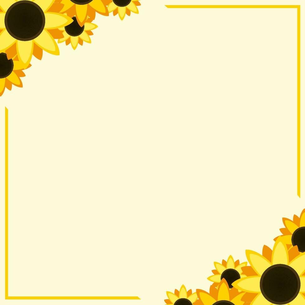 flat design sunflower frame design for background in vector