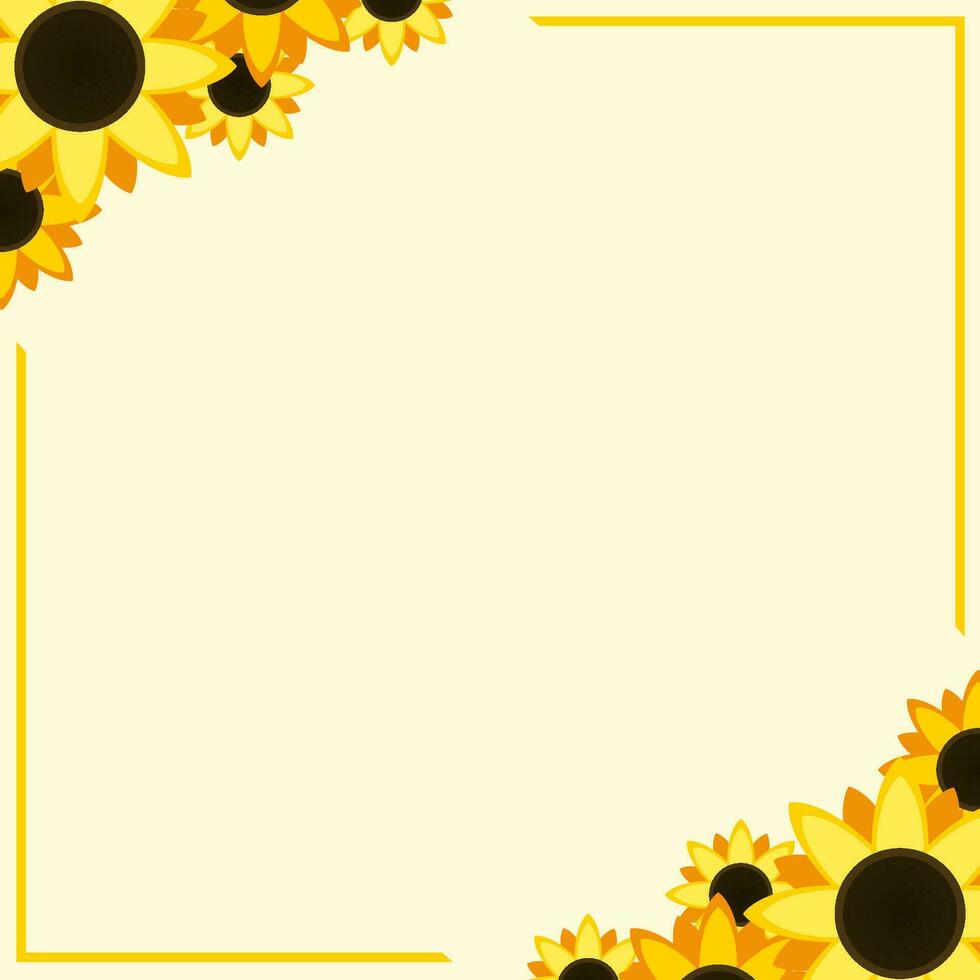 flat design sunflower frame design for background in vector