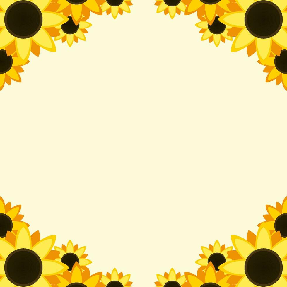 flat design sunflower frame design for background in vector