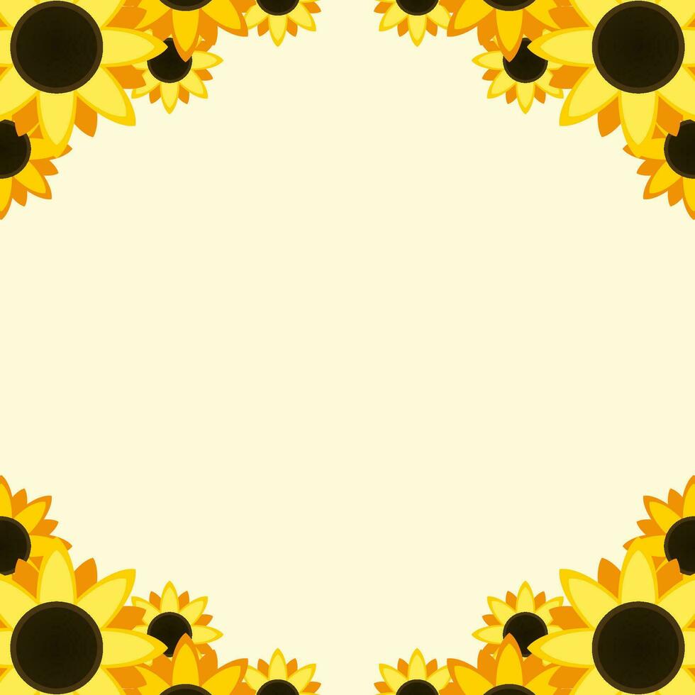 flat design sunflower frame design for background in vector