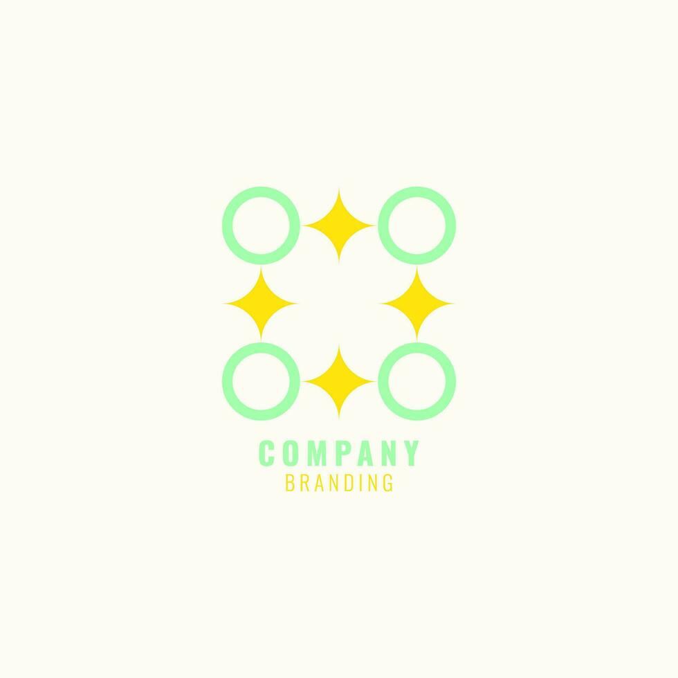 geometric minimalist logo with circle and spark element for company branding vector
