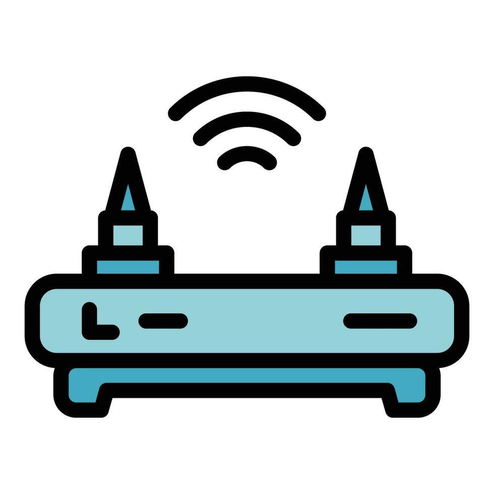 Secured wifi router icon vector flat