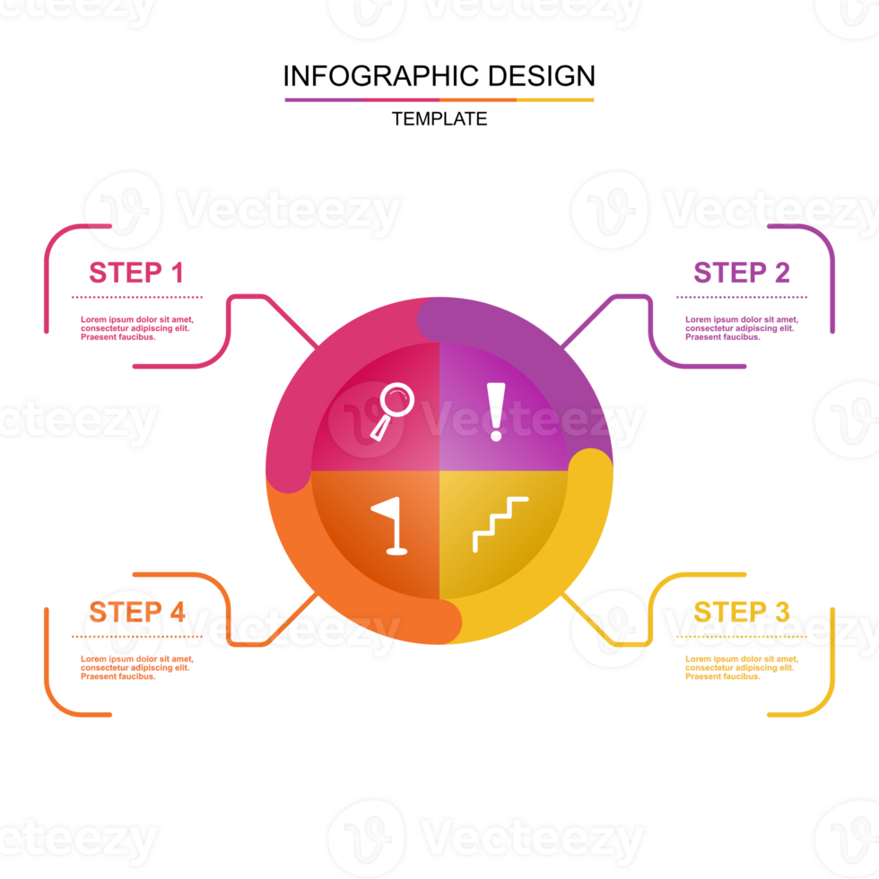 circle template for infographics transparent background. Business concept with 4 options, steps, parts, segments. Banner for cycling diagram, round chart, pie chart, business presentation, web design png