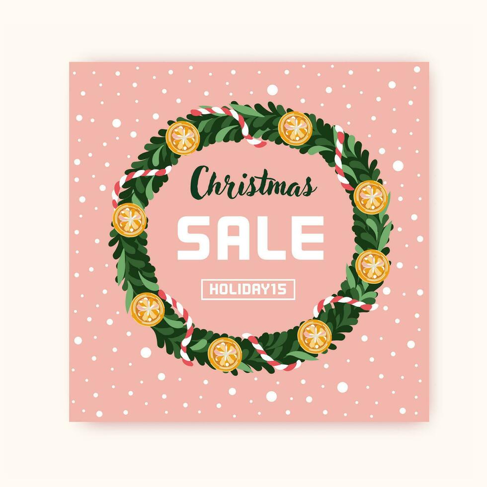 Christmas discount card. Voucher for a holiday sale. Xmas and New Year decor. Flat style. Vector. vector