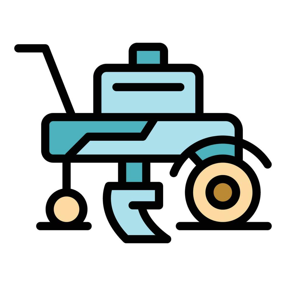 Old cultivator icon vector flat
