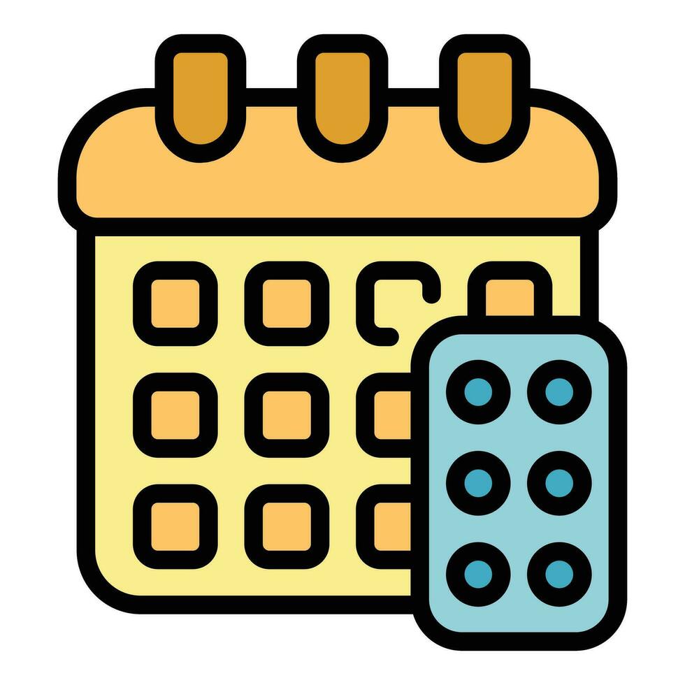 Contraception calendar pill icon vector flat