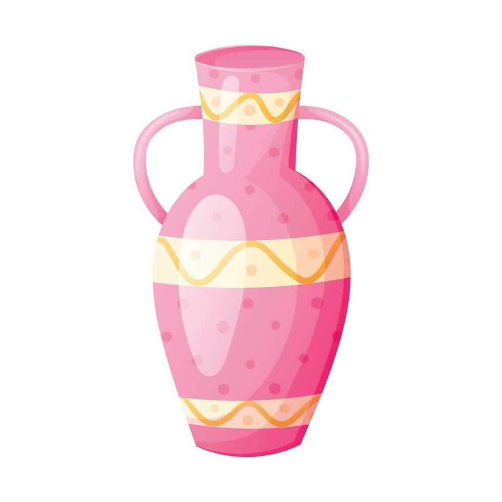 vector aislado dibujos animados ilustración de rosado porcelana decorado florero o jarra con manejas