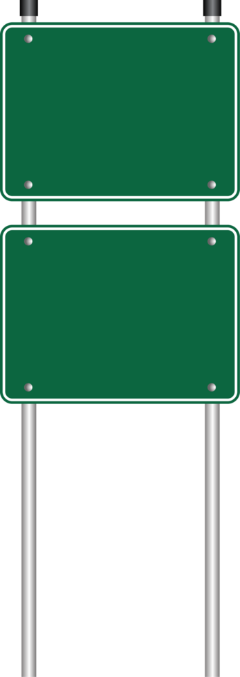 Two White and Green Blank Signs on Transparent Background png