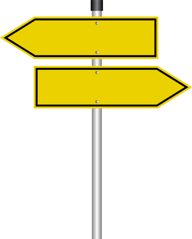 Old Way, New Way Black and Yellow Sign Pointing Opposite Directions on Transparent Background png