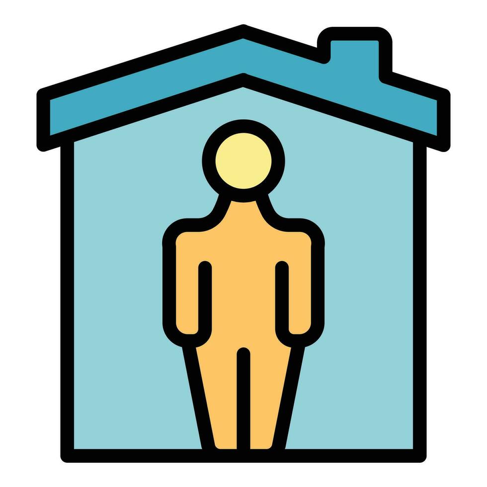 Home self isolation icon vector flat