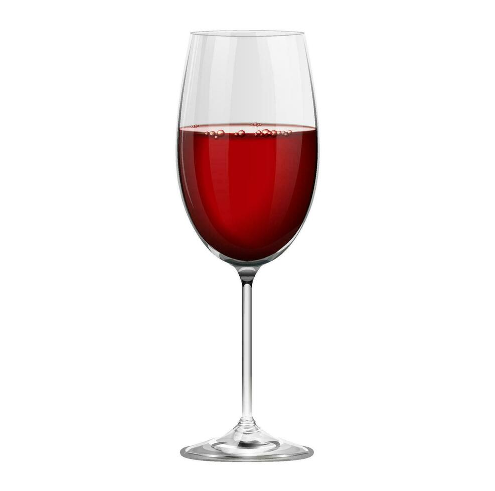 Realistic red cabernet wine glass isolated on white background vector