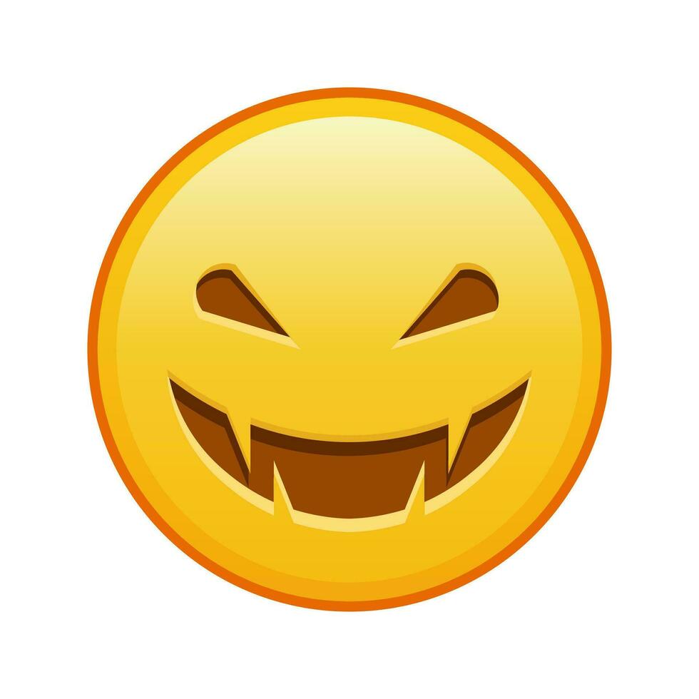 Scary halloween face Large size of yellow emoji smile vector