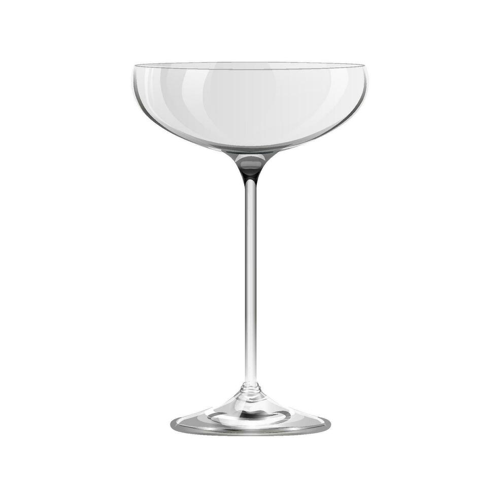 Realistic empty champagne glass isolated on white background vector