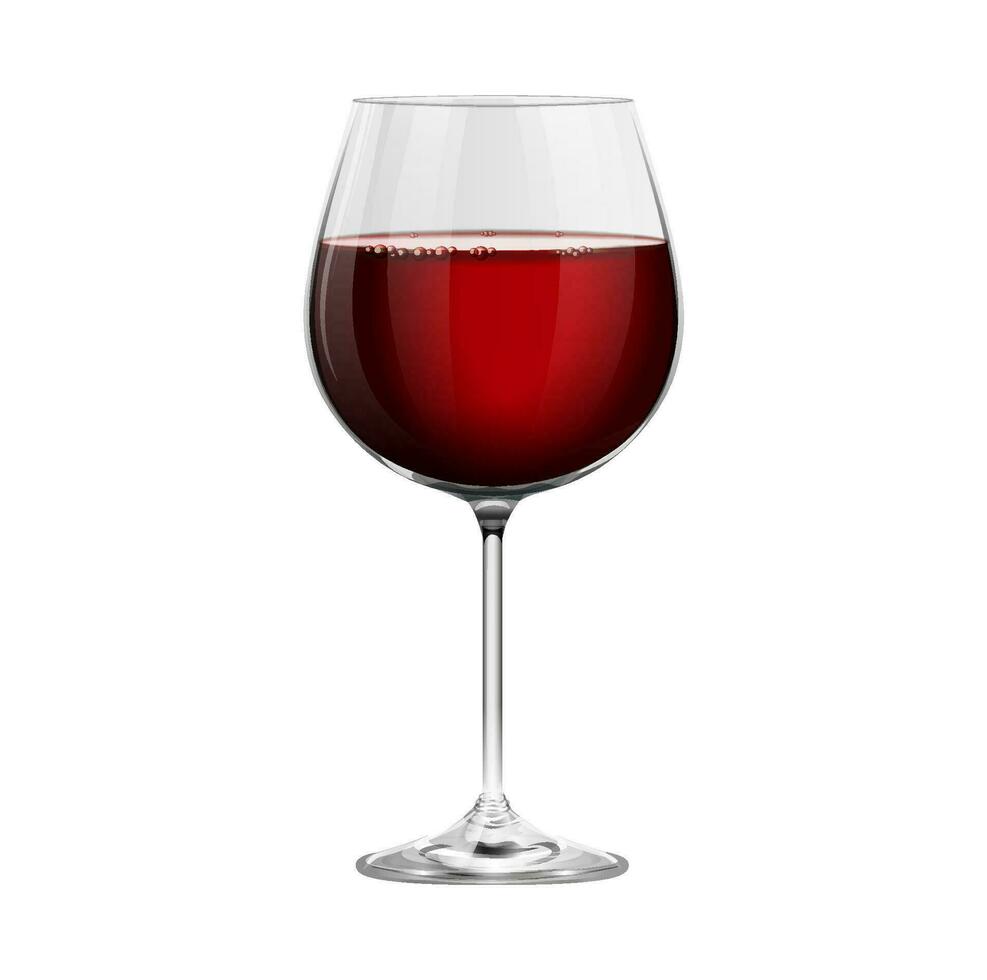 Realistic red burgundy wine glass isolated on white background vector