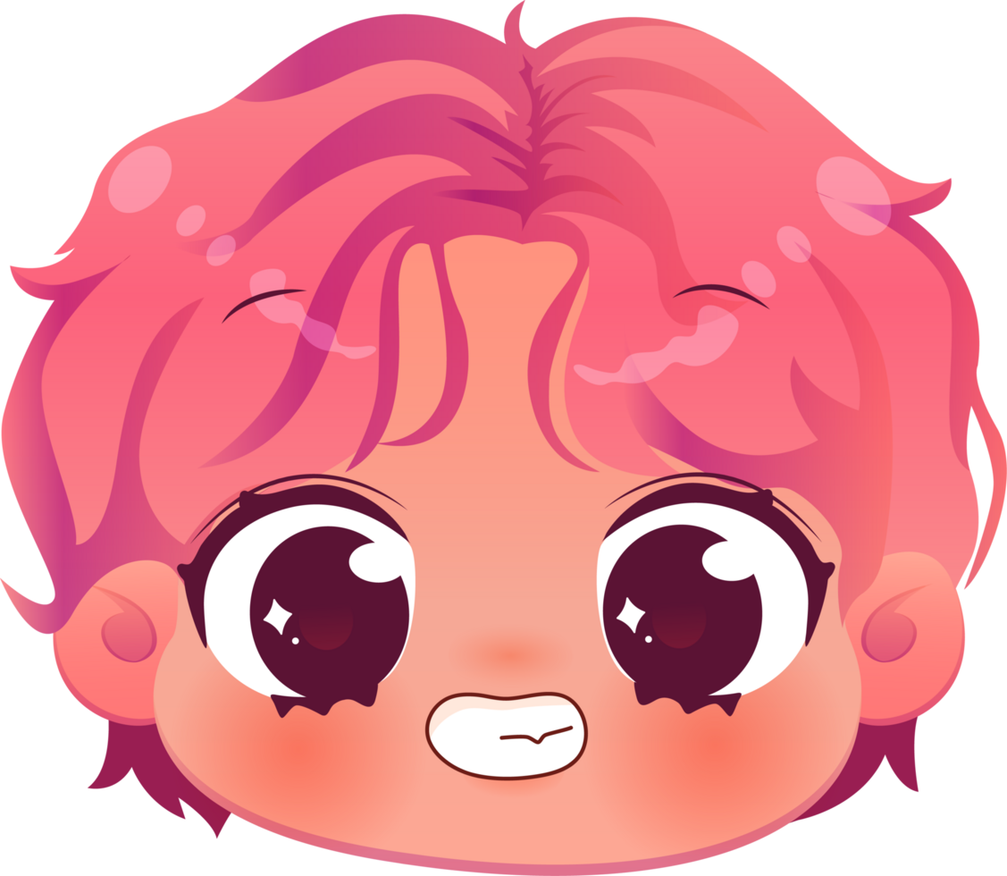 linda dibujos animados cara kawaii chico png