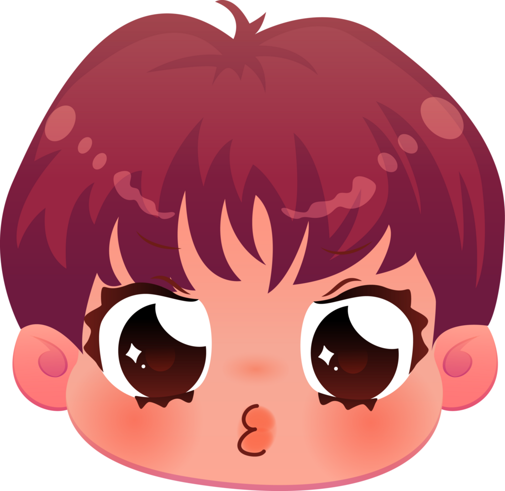 cute cartoon face kawaii boy png