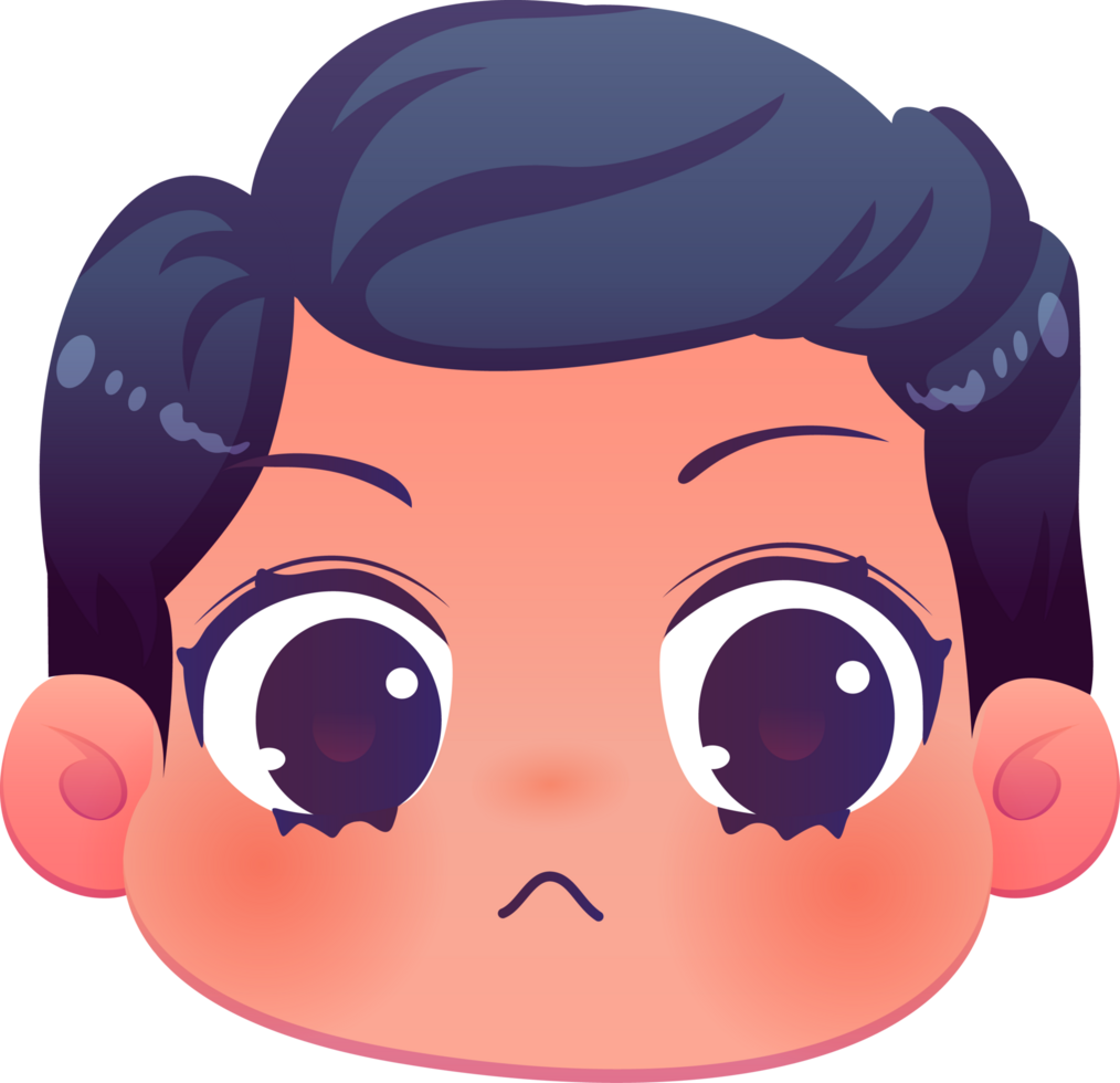 linda dibujos animados cara kawaii chico png