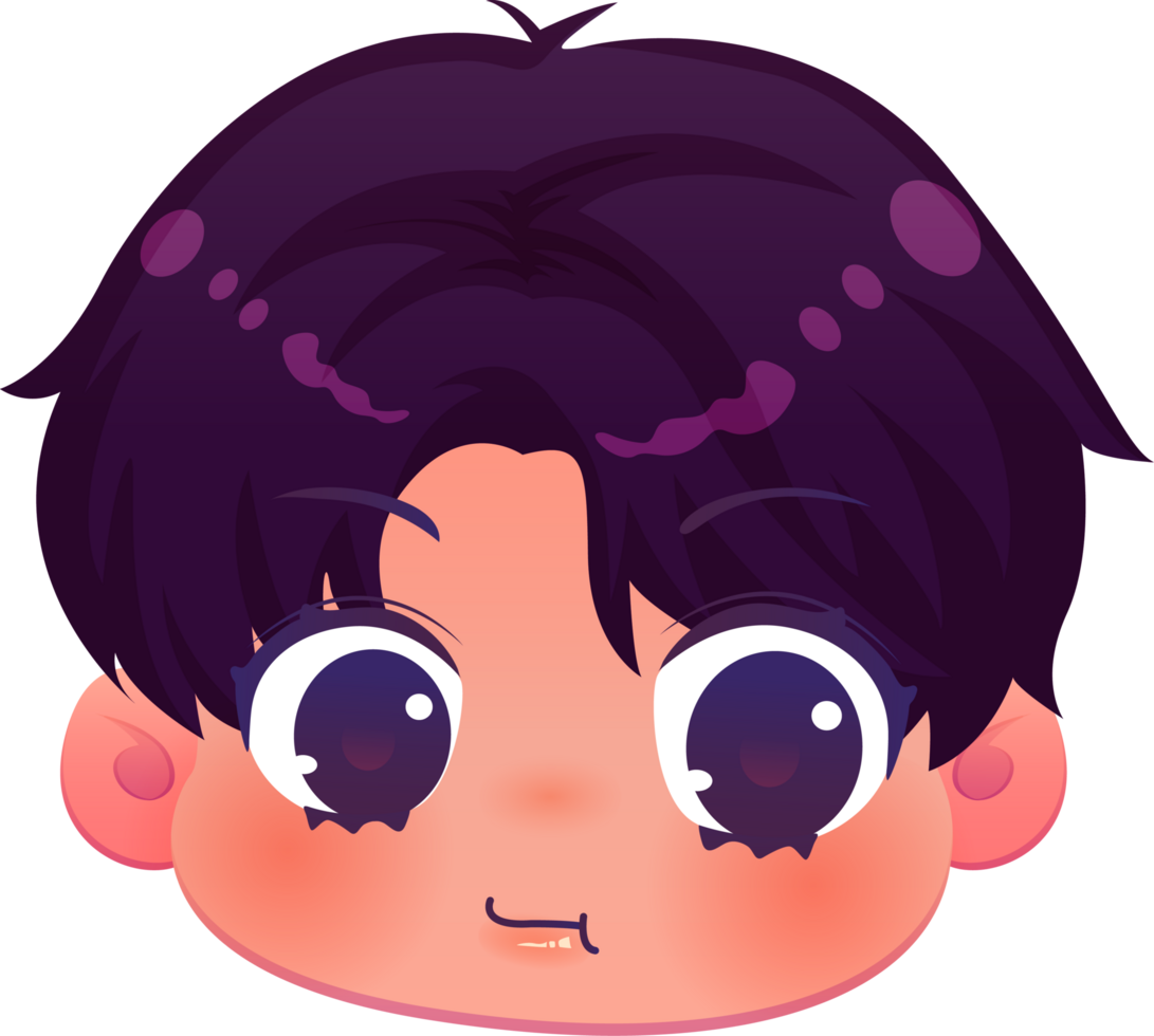 linda dibujos animados cara kawaii chico png