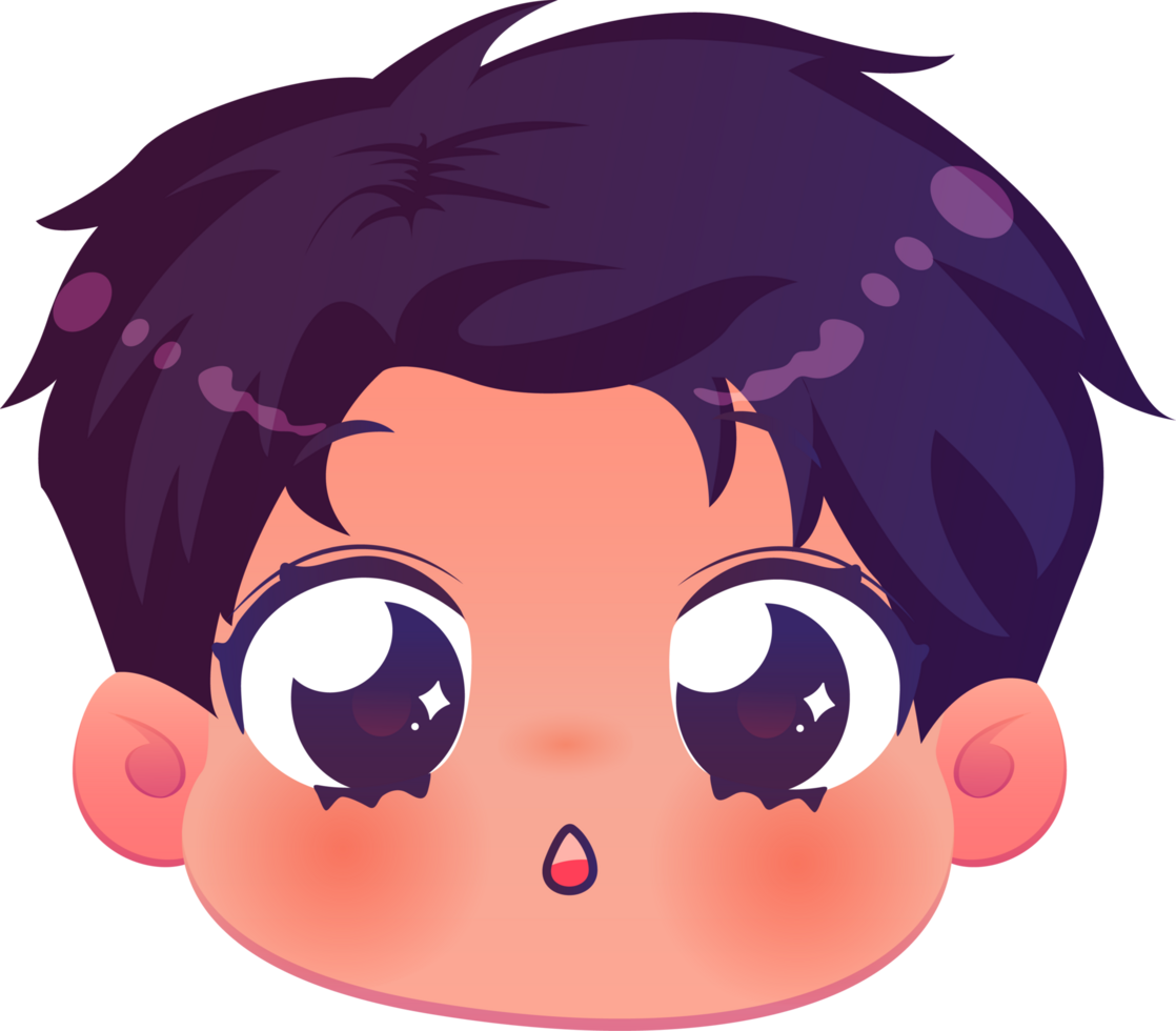 linda dibujos animados cara kawaii chico png