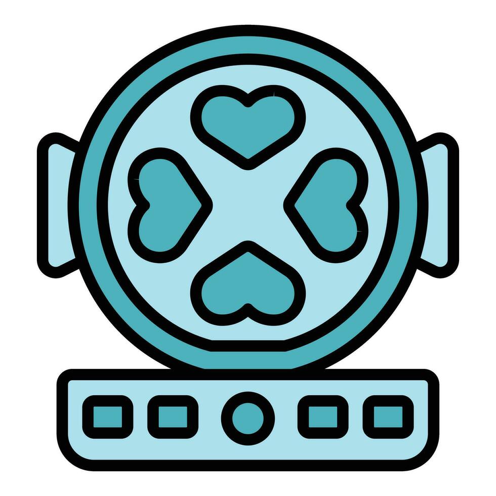 Heart waffle machine icon vector flat