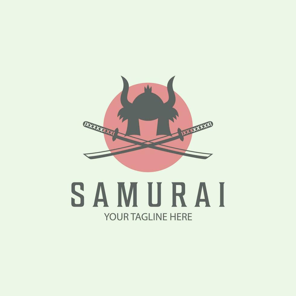 tradicional logo samurai katana Japón símbolo icono diseño vector