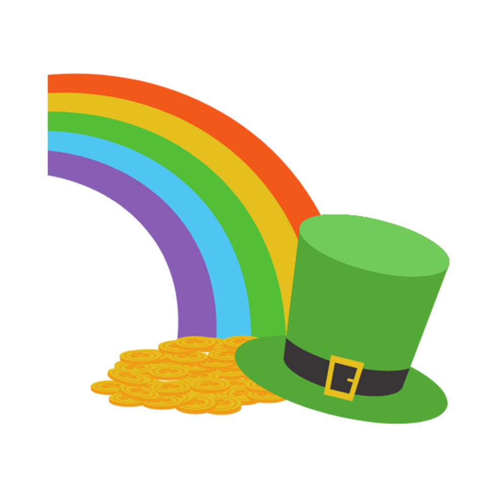 arc en ciel dans lutin chapeau ai génératif png