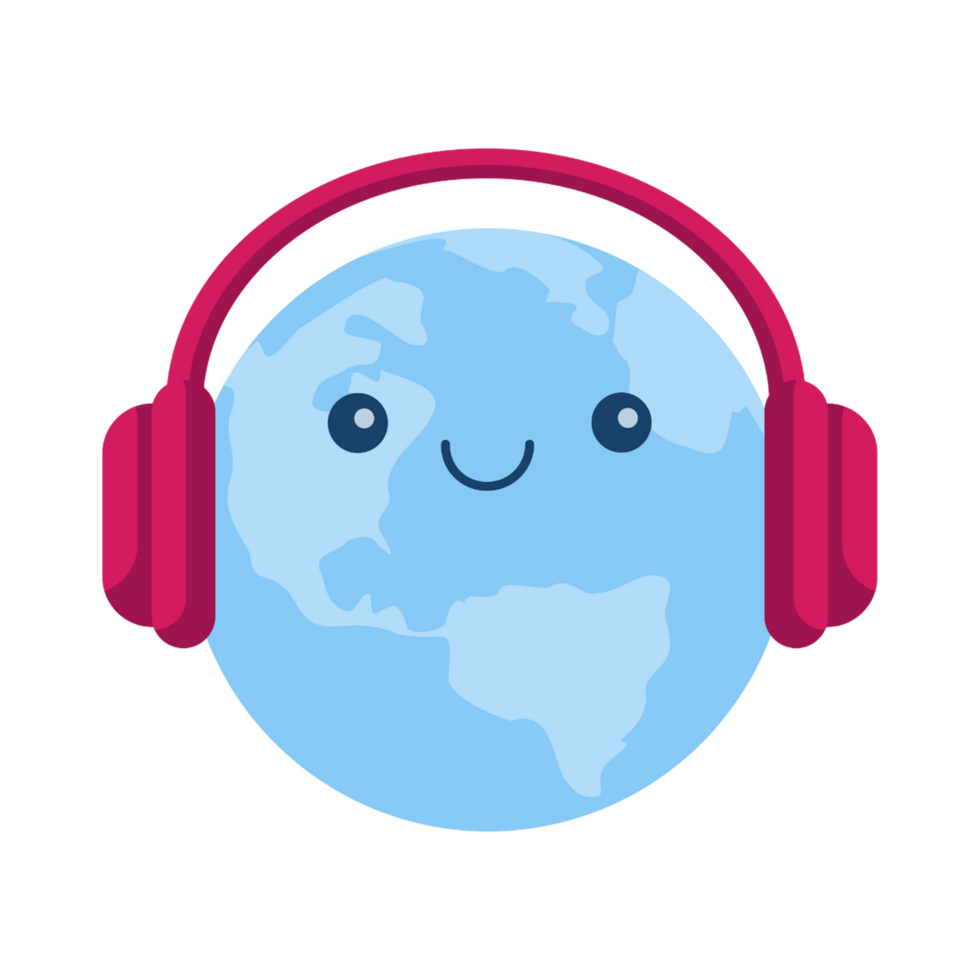 wereld muziek- dag schattig gelukkig wereldbol transparant achtergrond ai generatief png