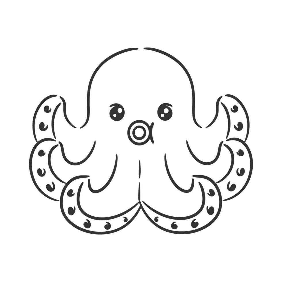 linda naranja de colores pulpo dibujos animados para colorante vector