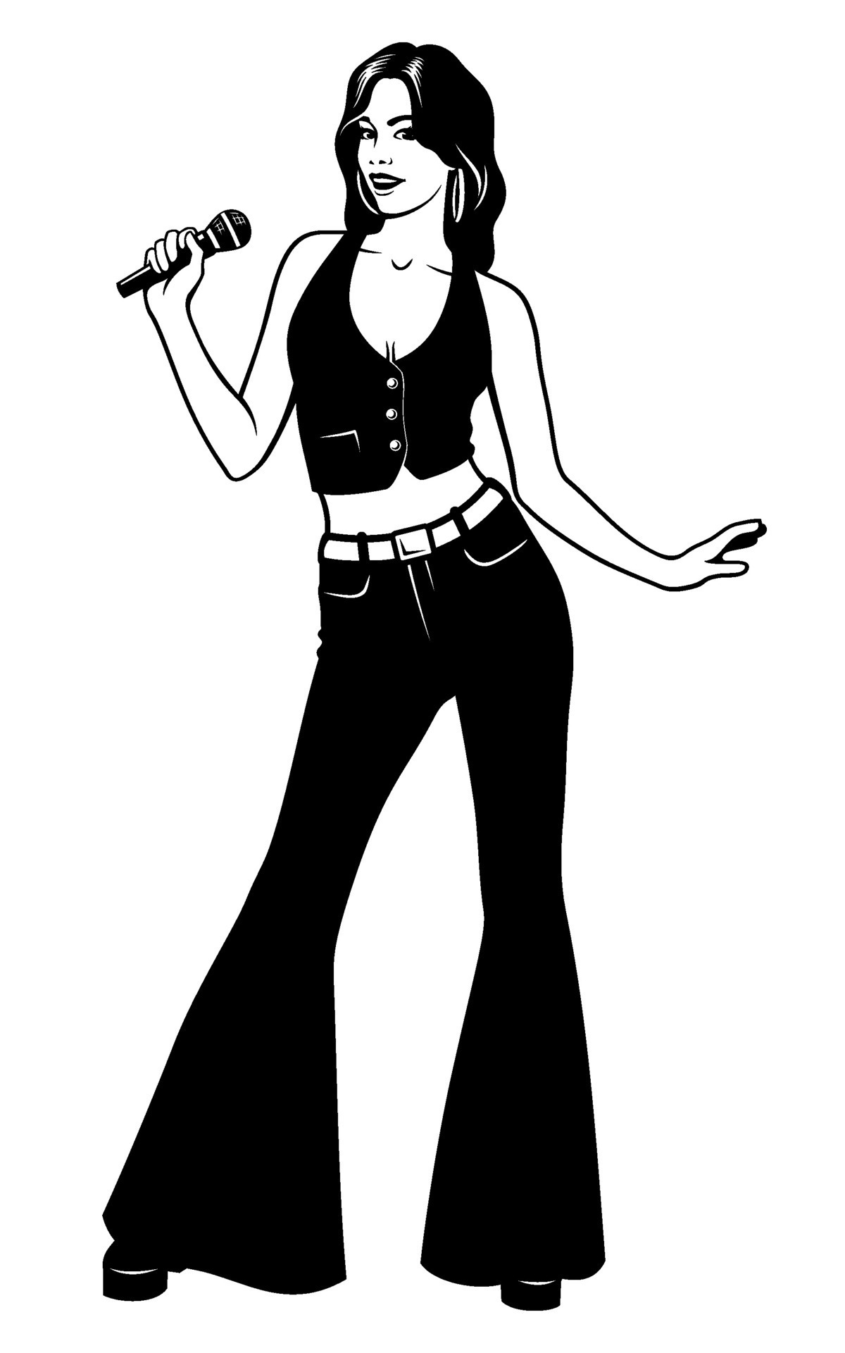 Disco Cantante Mujer A os 70 Negro Y Blanco Tinta Estilo Vector Clipart disco-cantante-mujer-a-os-70-negro-y-blanco-tinta-estilo-vector-clipart