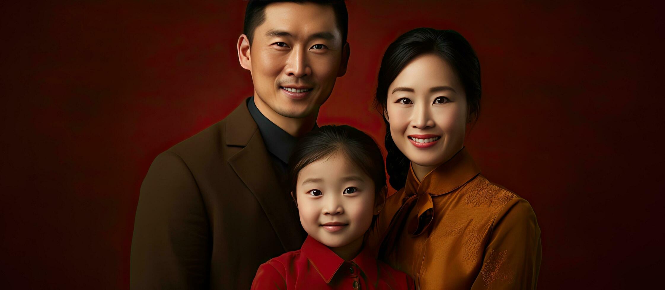 Portrait of a trio in an Asian family photo