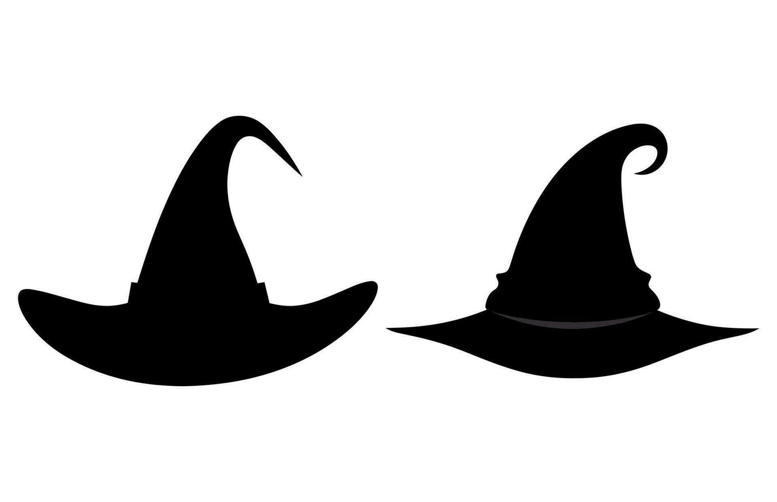 Víspera de Todos los Santos brujas sombrero vector silueta