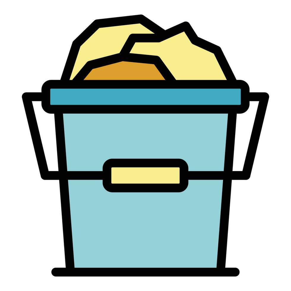 Cement bucket icon vector flat