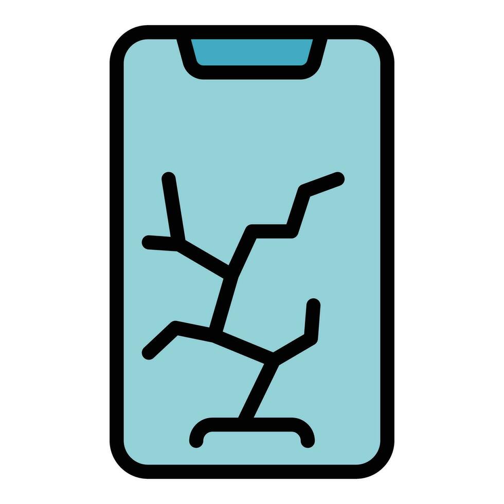 Cracked phone display icon vector flat