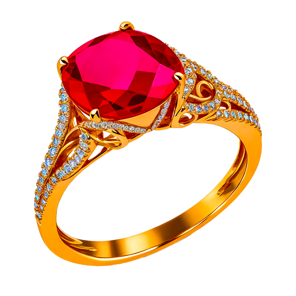 Naturel rubis et zircon bague ai génératif png