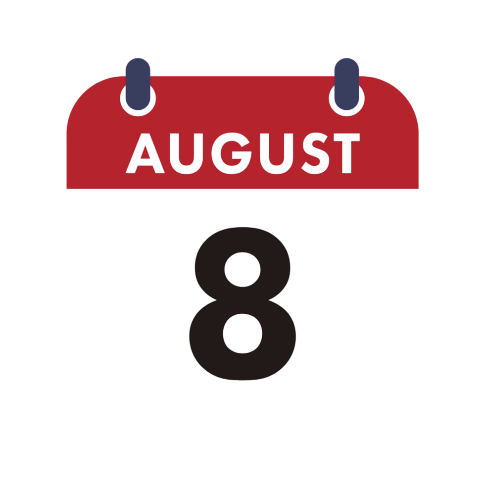 Calendar 8th August transparent background AI Generative 27296652 PNG