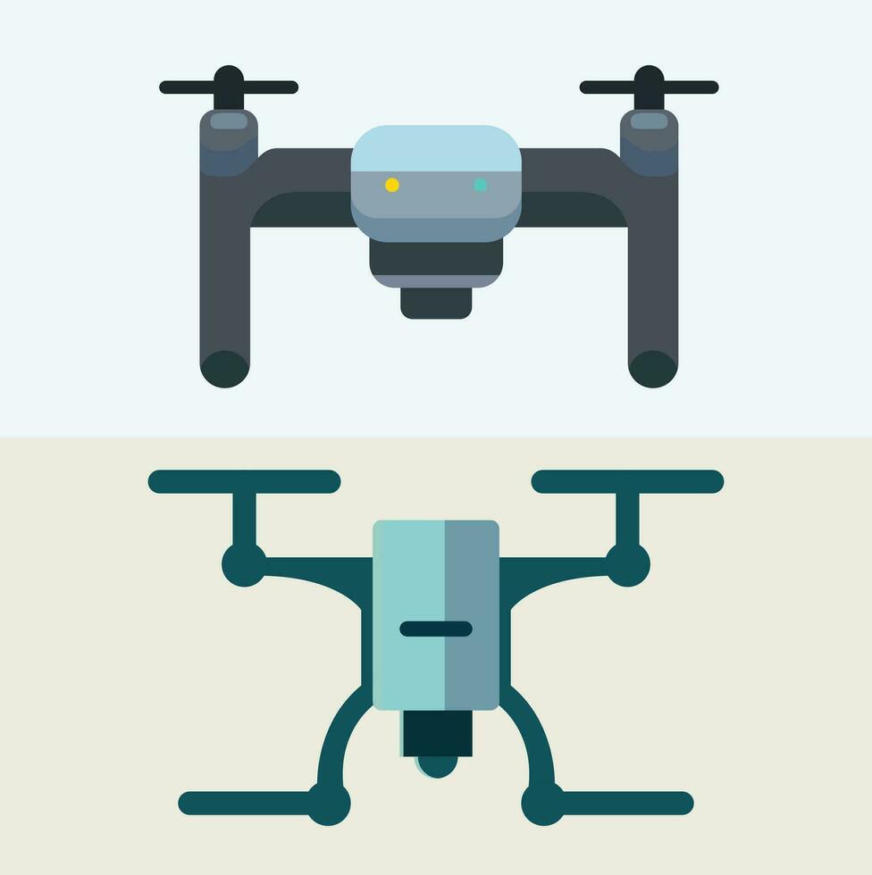 Drone camera flat style front and top view vector image