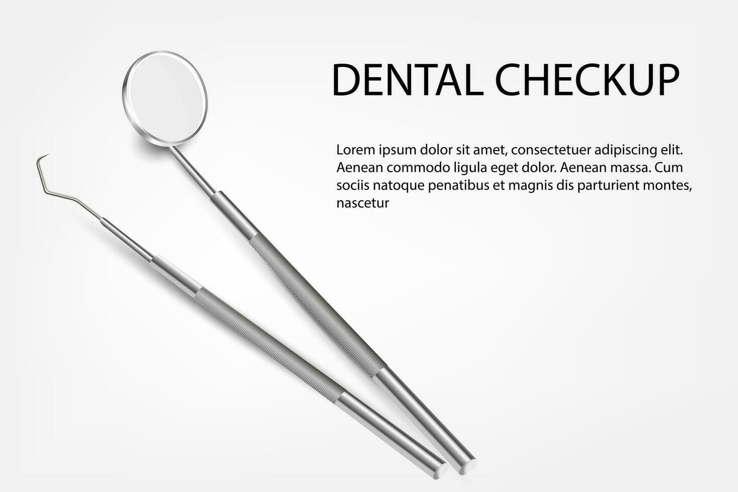 Vector 3d Realistic Dental Inspection Mirror for Teeth Icon Closeup Isolated on White Background. Medical Dentist Tool. Design Template, Clipart.