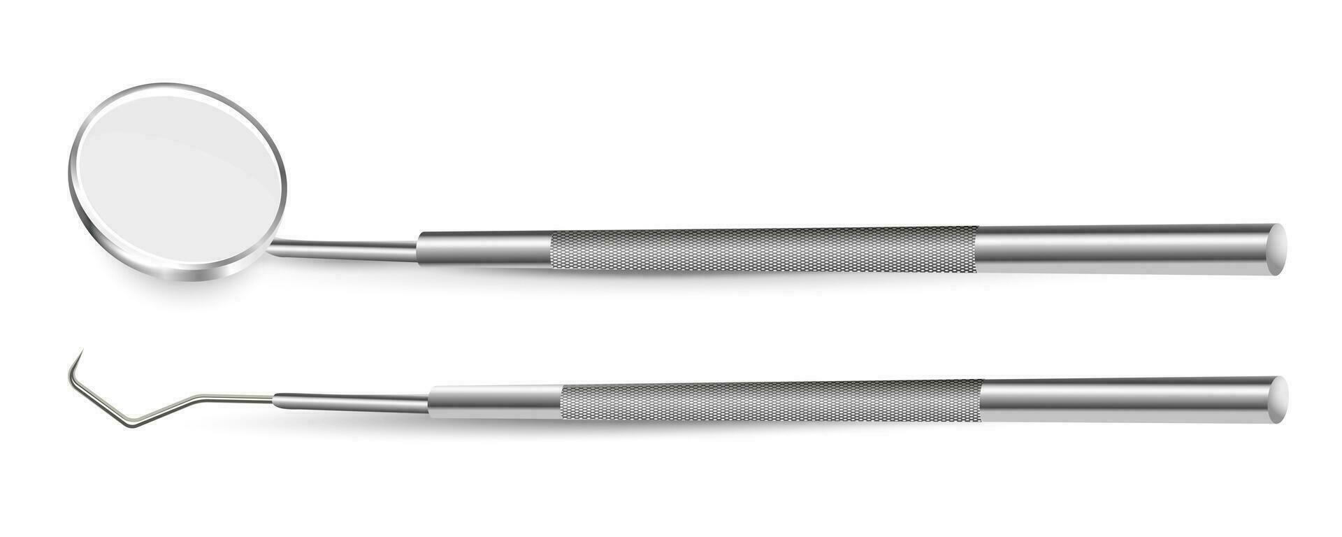 Vector 3d Realistic Dental Inspection Mirror for Teeth Icon Closeup