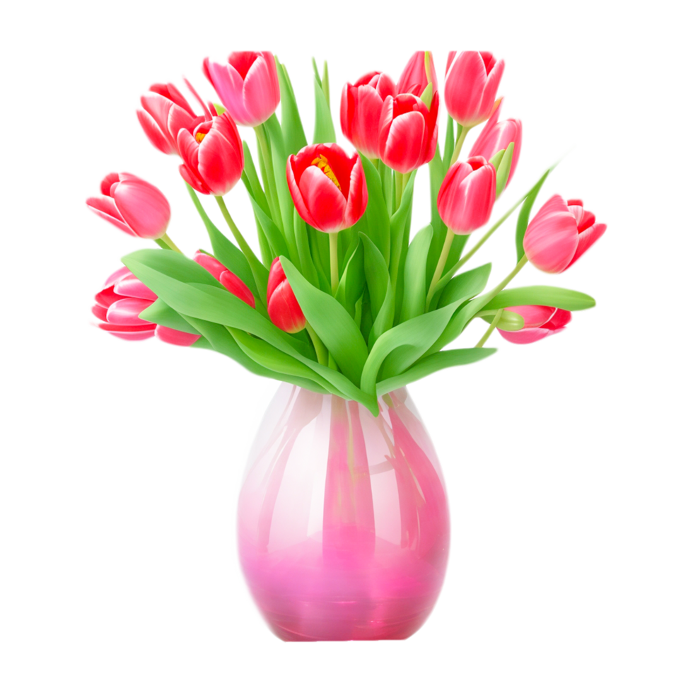 Realistic 3d glass transparent Vase with Tulips Flower 27296690 PNG